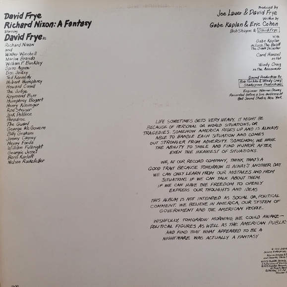 David Frye Richard Nixon : A Fantasy Album - Picture 2 of 5